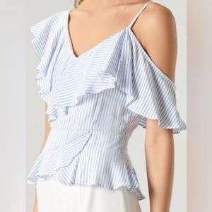 SUGARLIPS Wisteria Asymmetrical Ruffle Peplum Cami Top